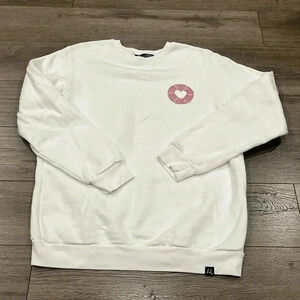 [L] Local Laundry White Organic Cotton Blend Pull Over  Sweatshirt